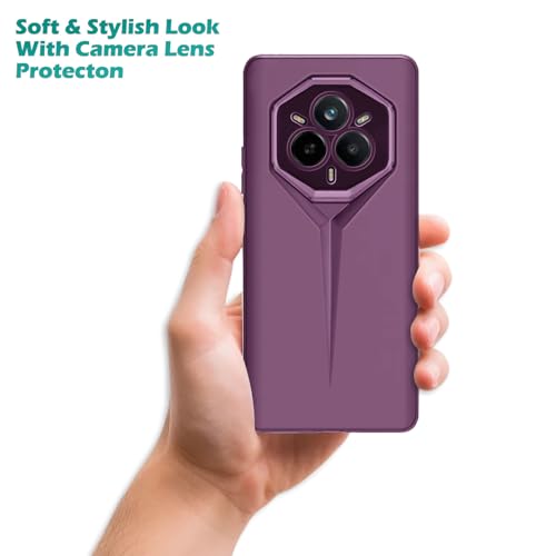 Image of Amazon Brand - Solimo Rubber Ultra-Thin Blade Runner Series Matte Finished Camera Protection Soft Back Cover for Realme 14 Pro Plus 5G - Purple