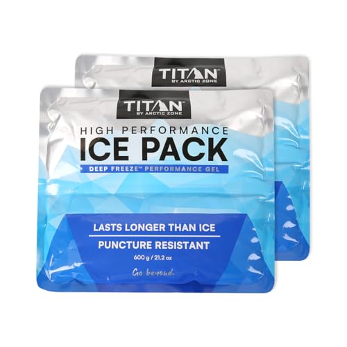 Arctic Zone Titan Deep Freeze Ice Pack- (2 Pack) 600 Gram High Performance Ice Pack - Long-Lasting, Puncture-Resistant Cold Pack Filled with Non-Toxic Gel…