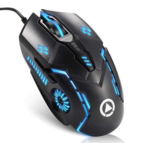 PC Gaming Mouse, LMPOHO G5 Wired Computer Gaming Mice with 7 RGB Backlight Modes, MacBook, USB PC Mouse for PC, Laptop, Windows 7 8 10 Xp, 6 Programmable Buttons, 4 Adjustable DPI, Plug & Play
