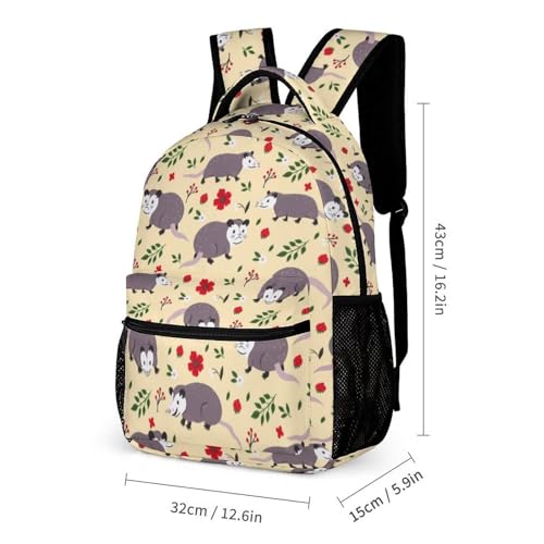 Opossum School Backpack for Kids Girls Boys, 16 Inch Opossums Bookbag, School Backpack for Students Children3