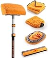 Car & RV Wash Brush Kit 5-12 ft Long Extendable Handle Car, RV, Truck Washing Kit with Extension Pole - Microfiber Car Mop, Soft Washing Brush, Window Squeegee, Mitt, The Ultimate RV-Wash Cleaning Kit