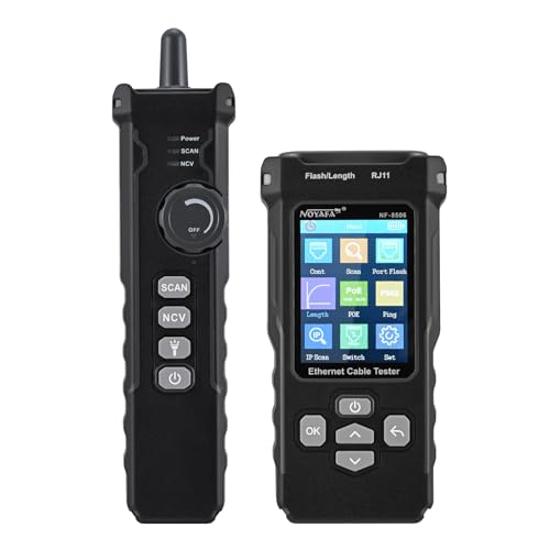 Rouwthio Network Cable Tester Dual-mode Cable Tracking Fiber, Professional POE tester for Ethernet testing of RJ45/RJ11/RJJ12,Optic Tester for Cable Continuity Test, Port Flash ect