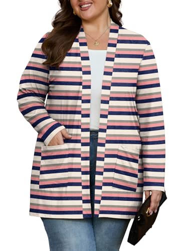 Image of OLRIK Plus Size Cardigan for Women 2026 Lightweight Open Front with Pockets
