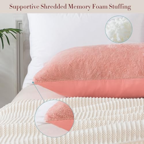 WhatsBedding Memory Foam Body Pillow with Plush Fuzzy Cover, Full Body Pillow for Adults, Long Pillow for Sleeping, Soft Pillow Fluffy Supportive