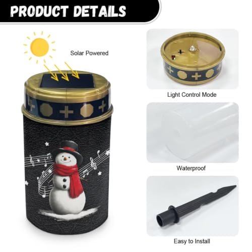 Image of Christmas Cemetery Solar Lights Flameless Candle, 2 Pack | Christmas solar cemetery decorations for grave, snowman waterproof lights for grave memorial gift decor, outdoor