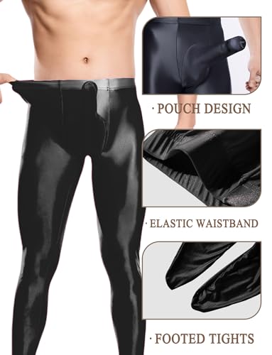 FEOYA Men’s Glossy Footed Tights Stockings Seamless Pantyhose Oil Shiny Underwear Leggings Stretchy Lingerie Pants4