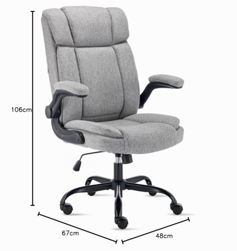 LIYURUI Drehstuhl Ergonomischer Bürostuhl, hochklappbare Armlehnen/110° Schaukeln/weiche...