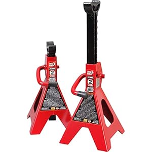 BIG RED AT42002R Torin Steel Car Jack Stands: 2 Ton (4,000 lb) Capacity, Red, 1 Pair
