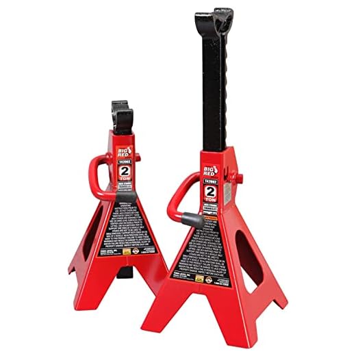 BIG RED AT42002R Torin Steel Car Jack Stands: 2 Ton (4,000 lb) Capacity, Red, 1 Pair