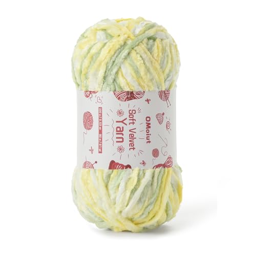 Image of 100g Fluffy Velvet Chenille Yarn for Crocheting and Knitting, 80m (87.5yd) Baby Yarn for Crocheting Soft, Crochet Chunky Yarns Amigurumi Yarns (Greenish Yellow)