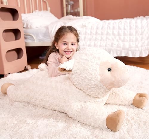 Image of IKASA Large Sheep Cuddly Toy, Giant Soft Toy, Large Plush Toy, Giant Plush Toy, 78 cm, Fluffy Jumbo Plush Toys, Soft XXL XL Stuffed Toys, Cute, Gift for Children (White, 78 cm)