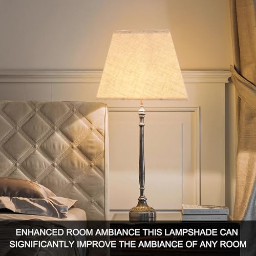 Image of Beige Lamp Shade, 8''x8''Top 13''x13''Bottom 10'' Height, Square Lampshade Replacement Lamp Shade Natural Linen Hand Crafted for Table Lamps Floor Lamps Pendent Light, Assembly Required