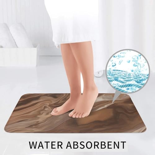 Lot de 3 tapis de bain marbrés marron pour toilettes et coiffeuse
