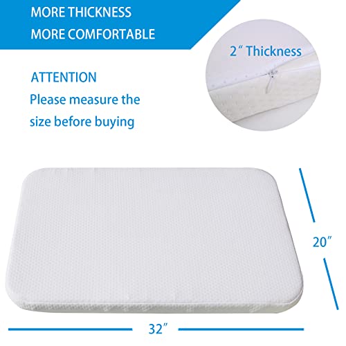 Image of Mecc ecoh Bassinet Mattrss, Rectangle 32 inchx20 inch Bedside Sleeper Mattress, 2 inch Thick Strong Support, Removable Breathable Cover, Water Resistant Lining Protector, Non-Toxic, Hypoallergenic, Easy to Clean