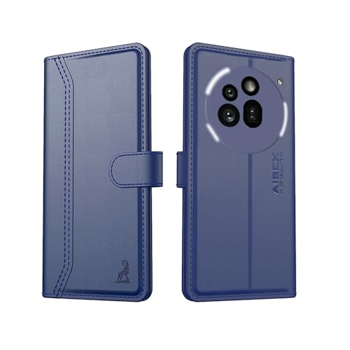 Image of AIBEX Nothing Phone (3a) Pro Flip Cover Leather Finish with Magnatic Closure | Inside TPU with Card Pockets | Wallet Stand | Complete Protection Flip Case - Blue