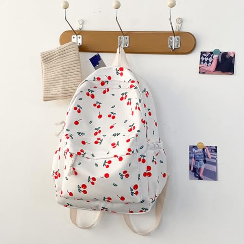 Women Cherry Print Backpack Large Capacity Cute Bookbag Adjustable Strap Cherry Pattern Backpack for Teens4
