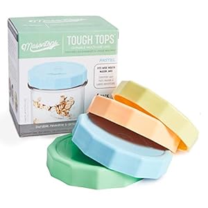 Masontops Tough Tops – Ball Wide Mouth Mason Jar Lids Plastic Leakproof – BPA-Free Multi Colored Plastic Mason Jar Lids – Reusable Dry Canning Lids fit Ball Jars (Ball Mason Jars not included)