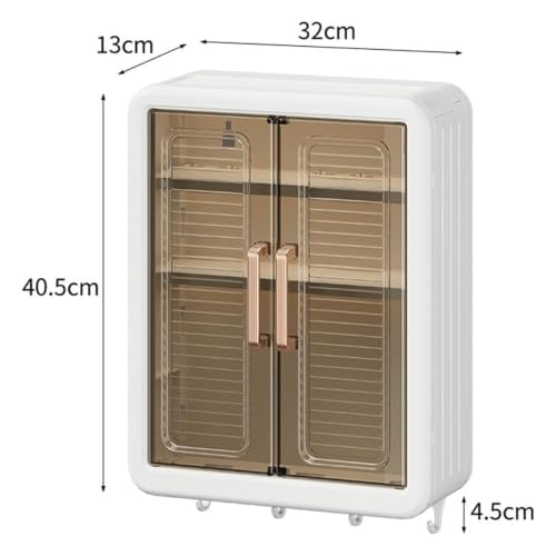 Image of KINHA Wall Mounted Storage Cabinet for Kitchen & Bathroom - Multipurpose Plastic Wall Shelf Organizer with Doors, Space Saving Hanging for Bathroom Accessories, Kitchen Storage Rack