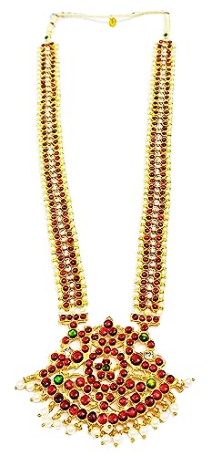 Elite Trade Red And White Kempu Stone Bharatnatyam/Classical Dance Jewelry Set For Women