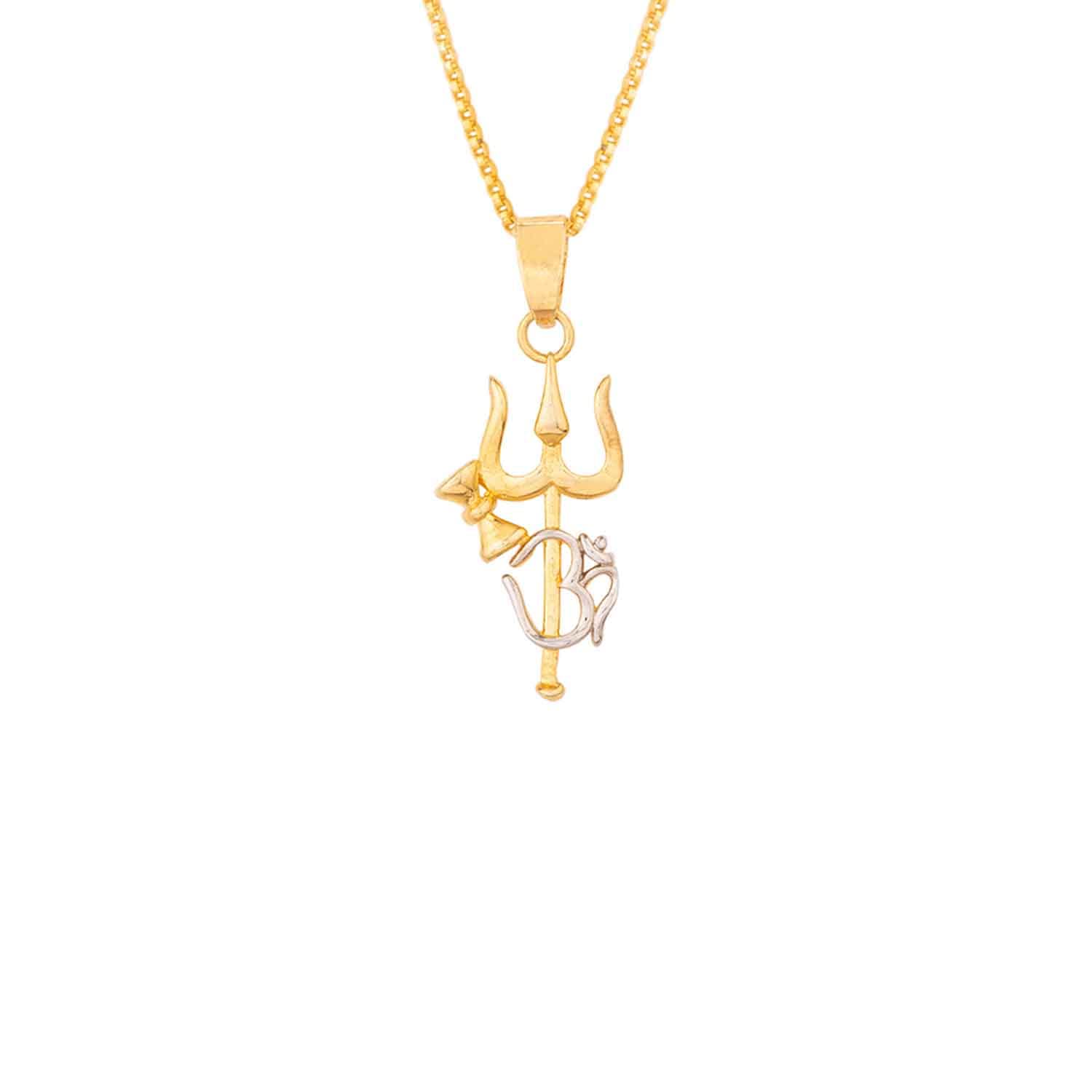 Voylla Men's Aastik Trishul and OM Brass Pendant Necklaces