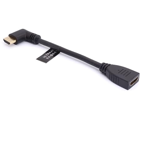 8K HDMI Extension Cable, Short HDMI 2.1 Male to Female 90 Degree Angle Cable High-Speed 48Gbps Extender Adapter Support 8K@60Hz, 4K@120Hz, Dynamic HDR, eARC, VRR, 3D for TV/PC/PS5/Set-top Box (Left)