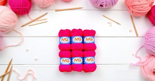 Image of M.G Enterprises Magenta Wool Ball Hand Knitting Art Craft Soft Fingering Crochet Hook Yarn, Needle Knitting Thread Dyed - Pack of 10