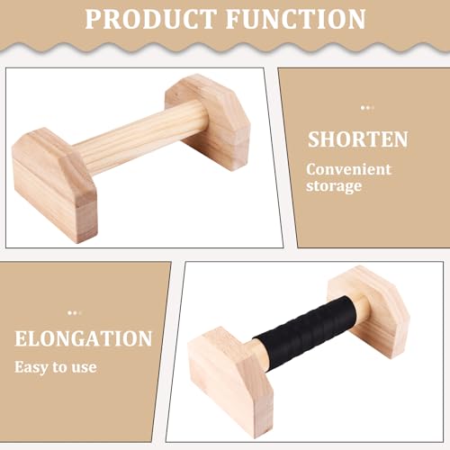 1 paire de poignées en bois pour pompes - Barre de support pour pompes - Barre de pompes pour l'entraînement musculaire et la musculation - Planche de pompes en bois pour fitness, gymnastique, aérobic – Image 5