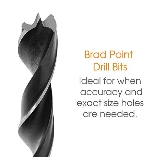 29 Piece Fractional Inch Brad Point Drill Bit Set Ideal for Woodworkers, Contractors, Home or Workshop. Drill Into Wood and Other Non-Metallic Surfaces