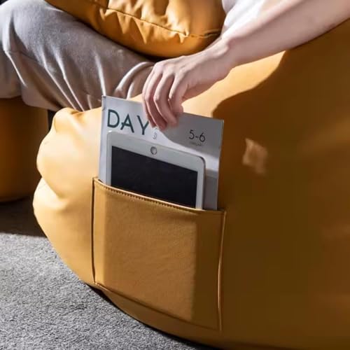 Image of KAM'S LIEU Filled with Beans Bean Bag Chair | Luxury Leatherette Bean Bag Chair for Adults, Kids | Comfortable, Durable, Stylish for Living Room, Bedroom, Gaming, Home Decor (Tan, 4XL)