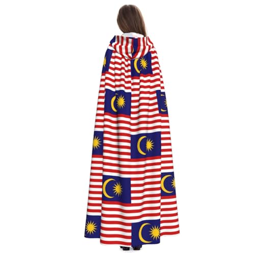 Cape médiévale drapeau Malaisie 140cm avec grande capuche pour cosplay - 5