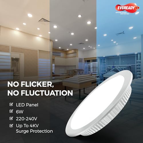 Image of Eveready 6W LED Trio Panel, Inbuilt 3CCT Modes (6500K-4000K-3000K), 4kV Surge Protection, Square, Pack of 1