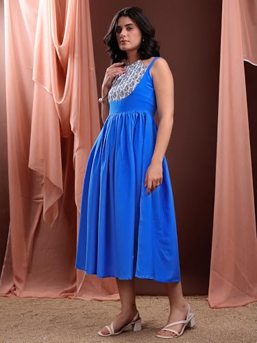 Image of PURVAJA Women's Midi Cotton Blend Dress (Floe-246-250)