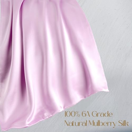 ZIMASILK 100% Pure Mulberry Silk Pillowcase for Hair and Skin Health,Soft and Smooth,Both Sides Premium Grade 6A Silk,600 Thread Count,with Hidden Zipper,1pc(Standard 20''x26'',Light Purple)