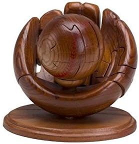 CHH 6140 4.5 Inch Wooden Baseball and Glove 3D Puzzle, Dark Wood Finish