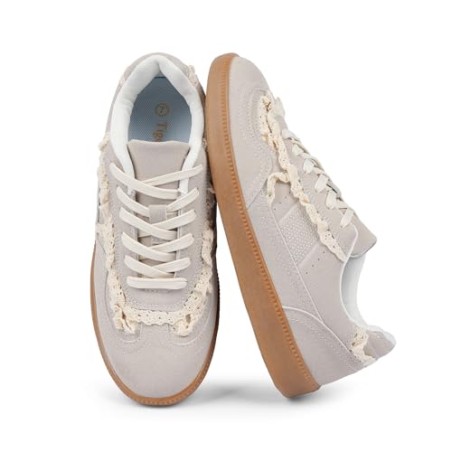 Tigeridea Fashion Sneakers for Women Lace up Rounded Toe Flat Dressy Womens Sneakers Causal Tennis Shoes