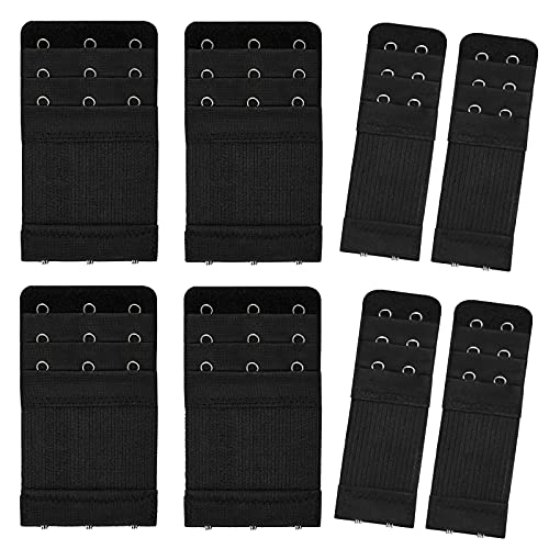 Bigqin Bh-Verlängerung, elastische BH Erweiterung Verlängerung Bra Extender mit 3 Haken 2 Haken - Schwarz, 8 Stück