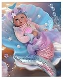 BABESIDE Mermaid Baby Doll Girl, 15-Inch Realistic Soft Baby Dolls with Shiny Mermaid Tail & Accessories, Cute Mermaid Toys for Girls Ages 3-10 Kids, Christmas, Birthday