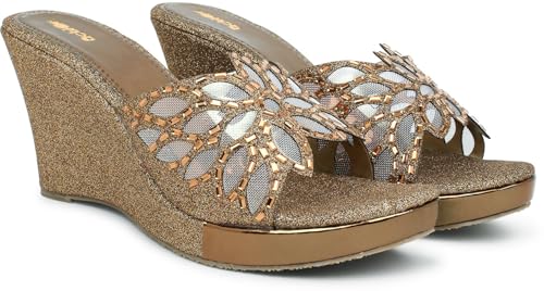 Image of Action Women's Butterfly Crystal Embellished Clear Stiletto Sandals| Gold Glitter Heel| Height| Copper
