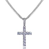TOPGRILLZ 14K Gold&Silver Plated Solid Iced out CZ Lab Cubic Zirconia Cross Pendant Necklace for Men...