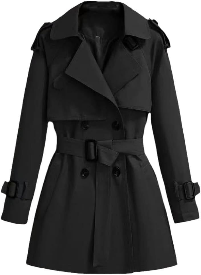 Women's Korean Style Double-Breasted All-Match British Style Short Trench Coat For Women