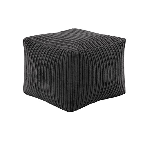Loft 25 Fauteuil Relaxant Cube Bean Bag | Accueil Meubles de Salon | Léger, Doux et Confortable | Pouf Beanbags avec Repose-Pieds carrés en Corde Jumbo (Noir) Cover