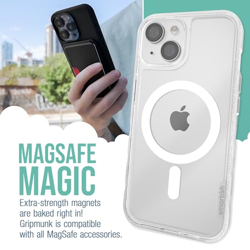 Image of Smartish iPhone 15 Magnetic Case - Gripmunk Compatible with MagSafe [Lightweight + Protective] Slim /Thin Grip Cover for Apple iPhone 15 - Clearly Clear