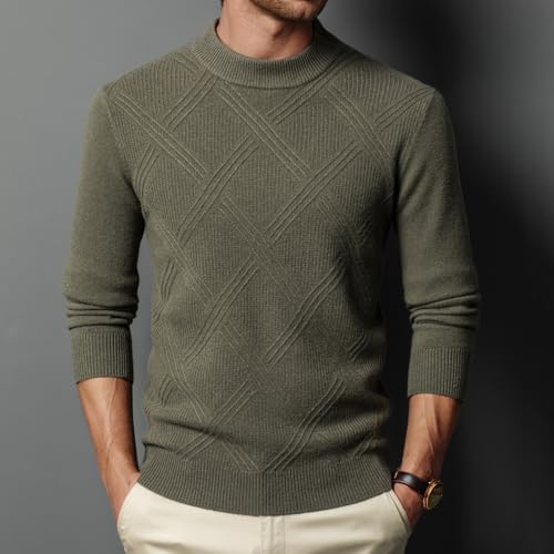 Winter Men's Long-Sleeve 100% Wool Fisherman Cable Crewneck Warm Sweater3