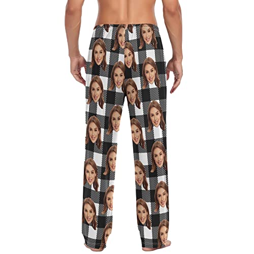 Personalized Photo Face Printed Mens Sleepwear Pajama Pants Custom Casual Pj Bottoms Holiday Gifts for Boyfriend Husband Dad2
