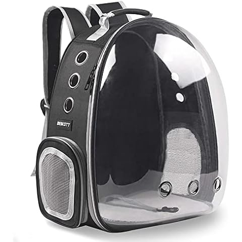 BEIKOTT Cat Backpack Carriers, Dog Backpack, Pet Backpack for Small Cats Puppies Dogs Bunny, Airline-Approved Ventilate Transparent Bubble Backpack for Travel and Outdoor(Black) Cover