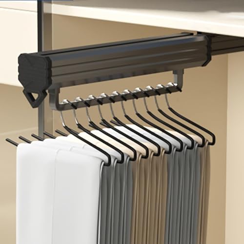 Barra Extensible Para Ropa - 25-55CM Armario Ajustable Ropa Riel, Barra Deslizante Para Armario, Ideal Para Colgar Ropa, Toallas Y Más, Ideal Para El Interior Del Armario(Black,55cm/22in)