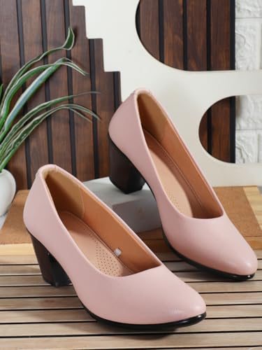 Image of Carlton London Women Comfortable Block Heel Pointed Toe Slip On Fashion Shoes for Daily use, Office use, Casual use