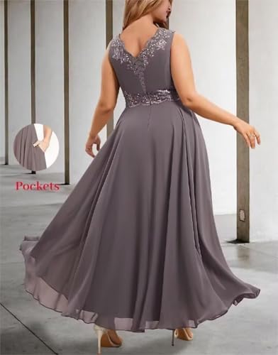 Chiffon Mother of The Bride Dress for Wedding 3/4 Sleeve V Neck Formal Dresses with Jacket for Women RO1303