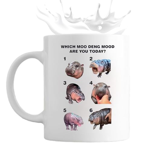 Samuliy Taza de cerámica, 350 ml, bonita taza de café con diseño de hipopótamo, taza de café divertida para vacaciones, decoración del hogar para agua, jugo, cerveza, vino, whisky