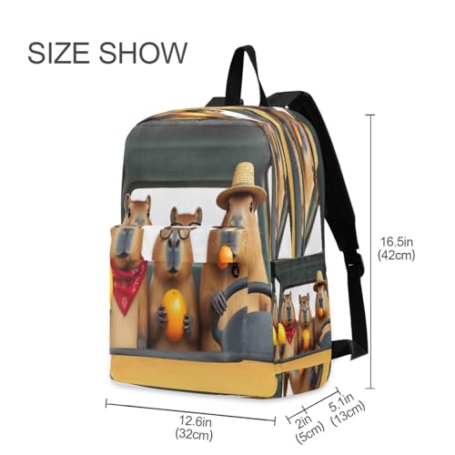 Dussdil Funny Capybara Driver Cars Kids Backpack Backpacks for Boys Girls Teen School Bookbag Laptop Bag Daypack Large Travel Sports Bags2